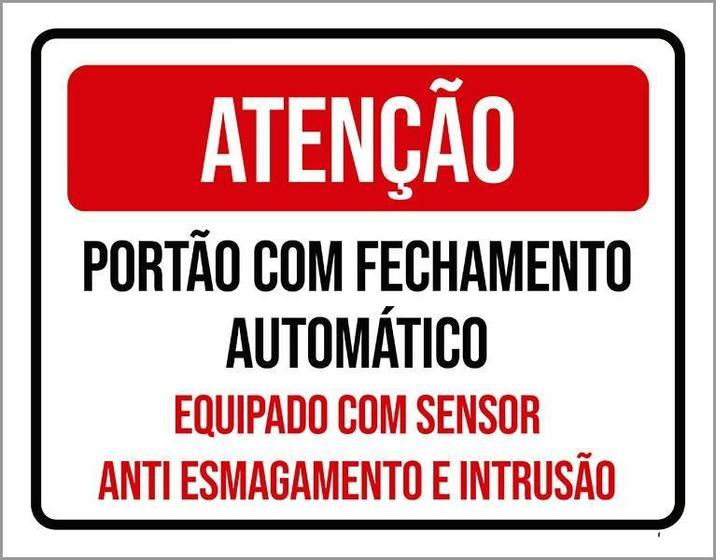 Imagem de Placa Atenção Portão Fechamento Automático Sensor 36X46
