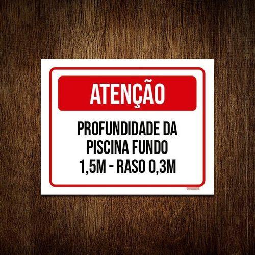 Imagem de Placa Atenção Profundidade Piscina Fundo 1,5 M 18x23