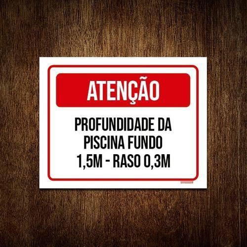 Imagem de Placa Atenção Profundidade Piscina Fundo 1,5 M 36X46