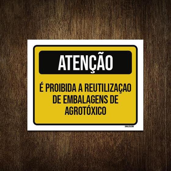 Imagem de Placa Atenção Proibida Reutilização Embalagem 18X23