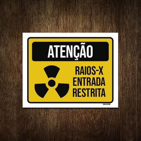 Imagem de Placa Atenção Raios-X Entrada Restrita 27X35