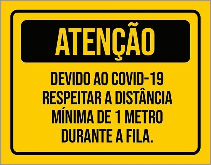 Imagem de Placa Atenção Respeitar A Distância Mínima De 1 Metro 36X46