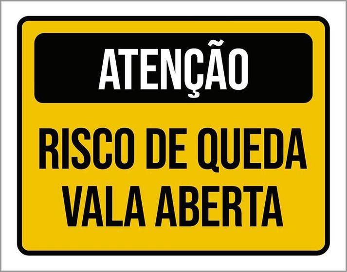 Imagem de Placa Atenção Risco Queda Vala Aberta 36X46