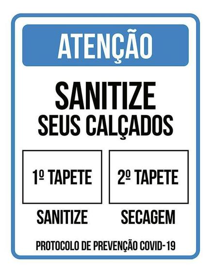 Imagem de Placa Atenção Sanitize Seus Calçados Tapete 36X46