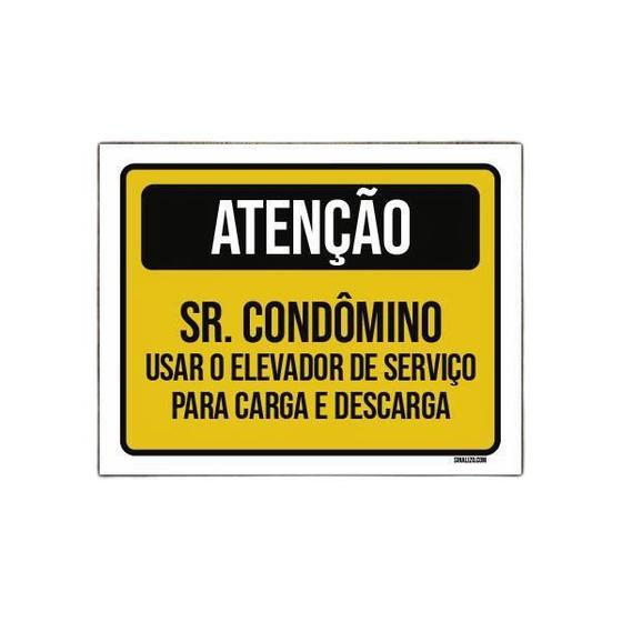 Imagem de Placa Atenção Sr Condômino Usar Elevador Serviço 18X23