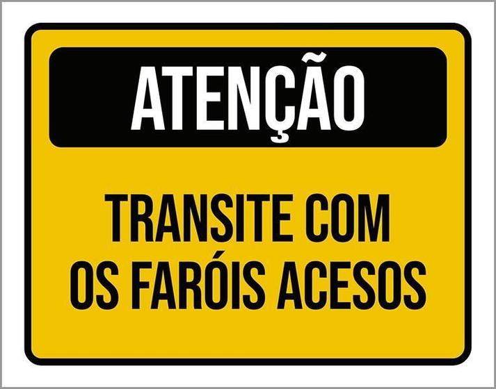 Imagem de Placa Atenção Transite Com Faróis Acesos 18X23