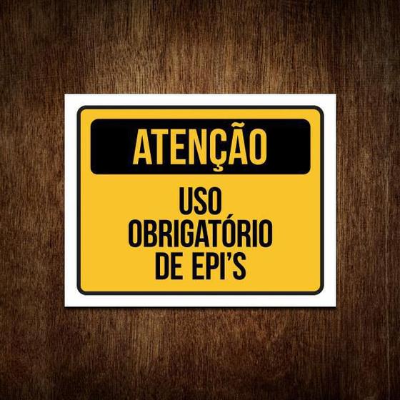 Imagem de Placa Atenção Uso Obrigatório De Epi'S Placa De Sinalização