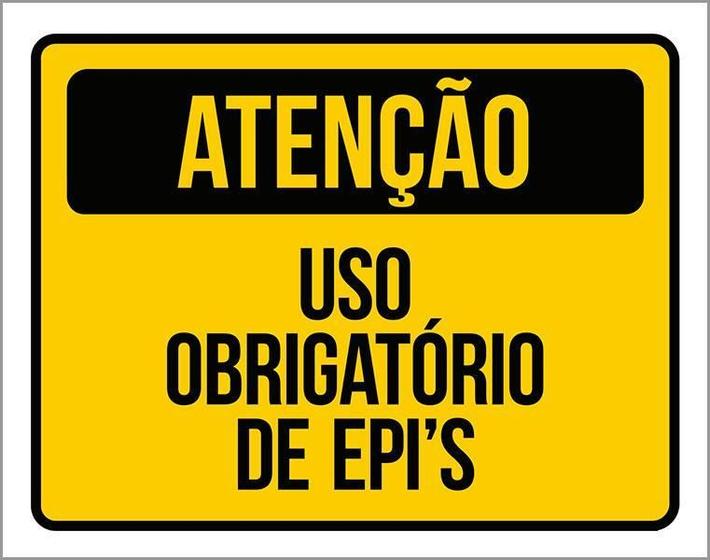 Imagem de Placa Atenção Uso Obrigatório De Epi'S Sinalização (36X46)