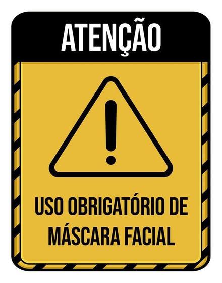 Imagem de Placa Atenção Uso Obrigatório Máscara Facial 27X35