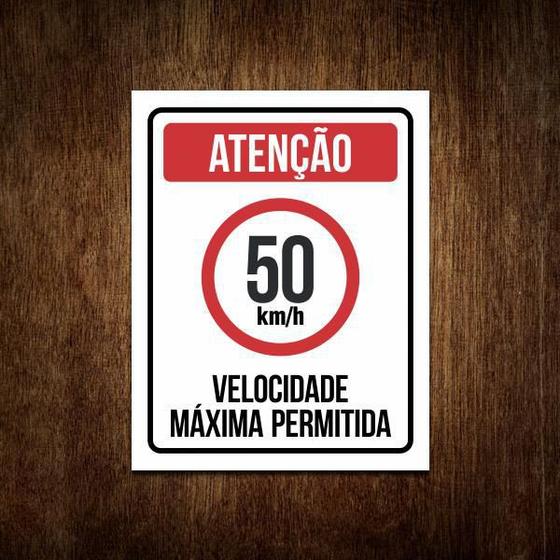 Imagem de Placa Atenção Velocidade Máxima Permitida 50 Km/H (36X46)