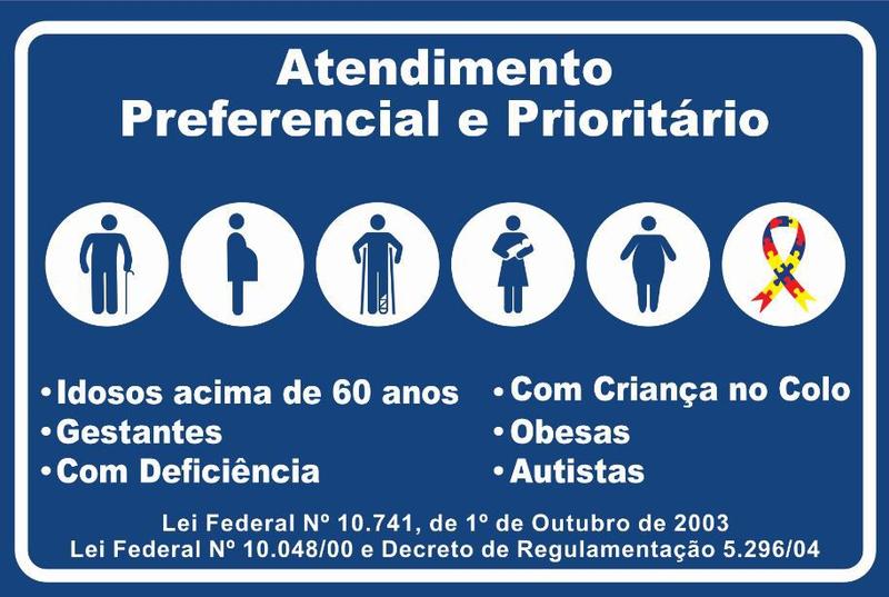 PLACA ATENDIMENTO PREFERENCIAL E PRIORITÁRIO x PS LAGGE ACESSIBILIDADE Placa de