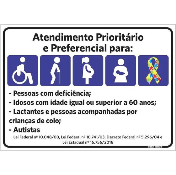 Placa Atendimento Priorit Rio E Preferencial Autismo X Cm Aplica Placas Placa De