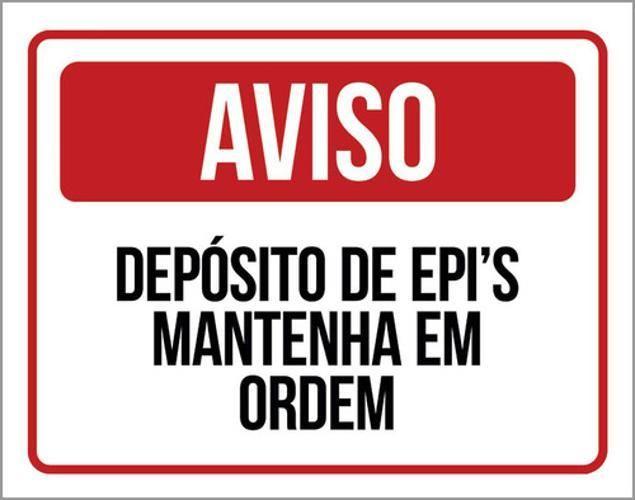 Imagem de Placa Aviso Depósito De Epi Mantenha Ordem Vermelho 36X46