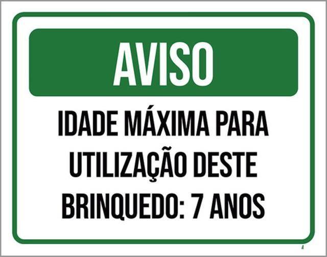 Imagem de Placa Aviso Idade Máxima Utilização Brinquedo 7 Anos 27X35