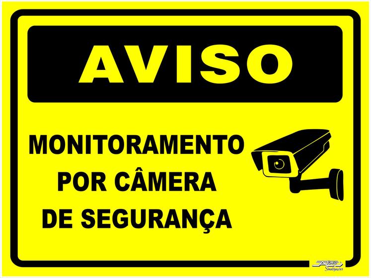Imagem de Placa  Aviso Monitoramento Por Câmera De Segurança  30x20