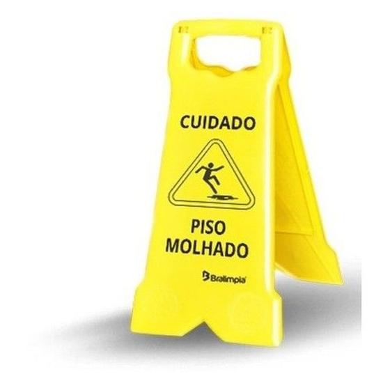 Imagem de Placa aviso piso molhado bralimpia