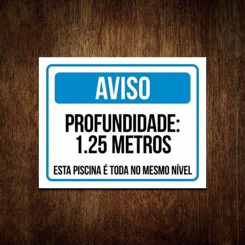 Imagem de Placa Aviso - Profundidade Piscina Toda No Mesmo Nível