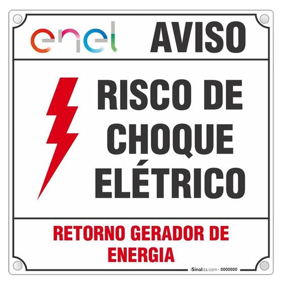 Imagem de Placa Aviso Risco De Choque Elétrico Enel 15x15 Cm - 5 Peças