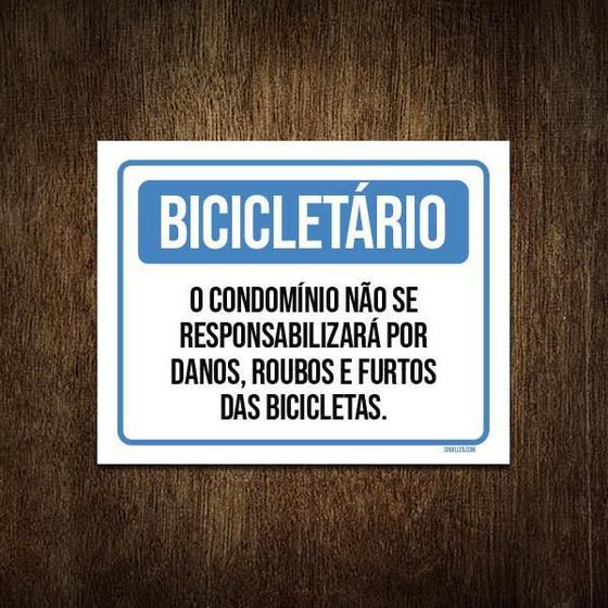 Imagem de Placa Bicicletário Condomínio Roubos Bicicletas 27X35