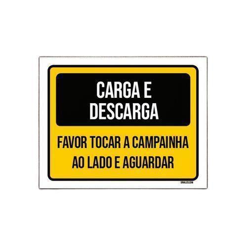 Placa Carga Descarga Tocar Campainha Ao Lado 18X23Cm Sinalizo Placa