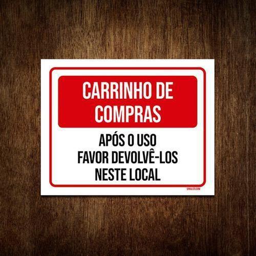 Imagem de Placa Carrinhos De Compras Após O Uso Devolve-Los Aqui 18X23