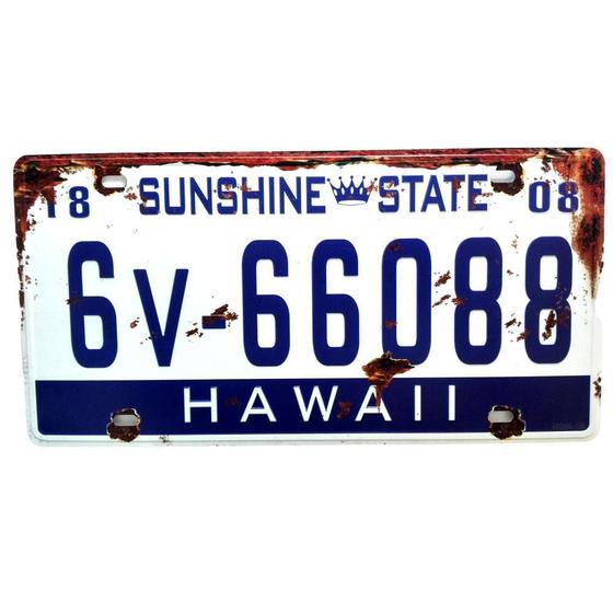 Imagem de Placa Carro Antiga Decorativa Metálica Vintage Hawaii 414-9