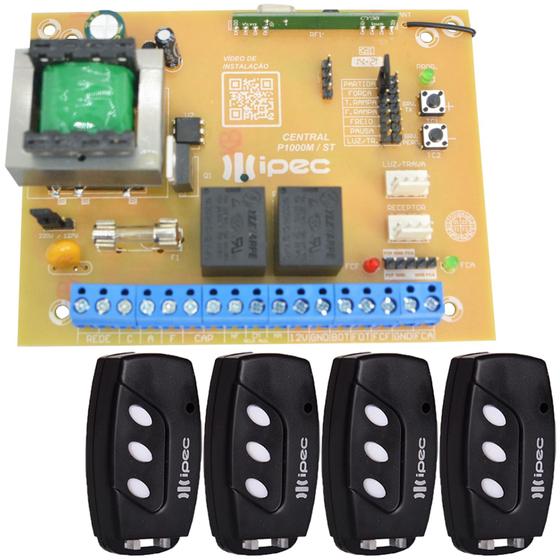 Imagem de Placa Central Para Motor De Portão Rossi MX30 Reed Switch + 4 Controles 3 Canais com Clip de Fixação Preto