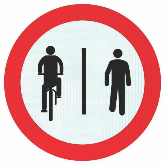 Imagem de Placa Ciclistas À Esquerda Pedestres À Direita Prismático