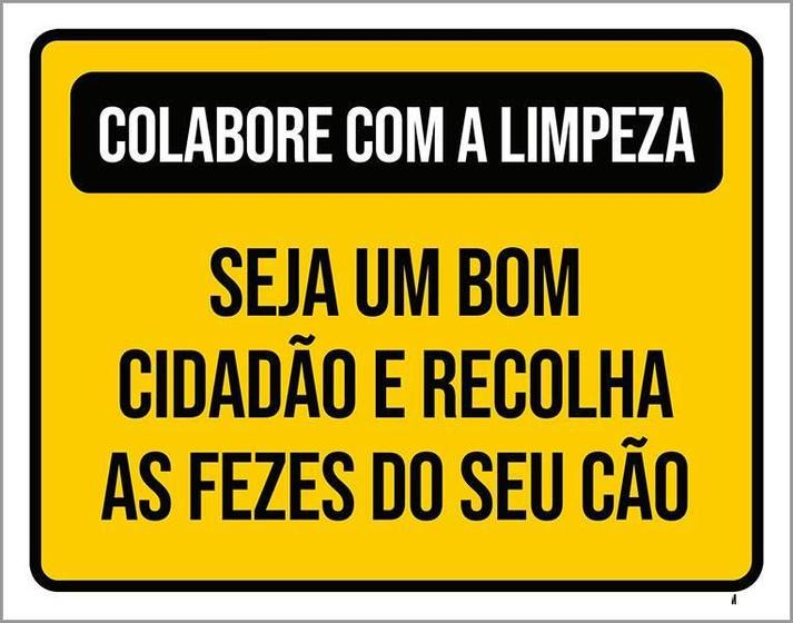 Imagem de Placa Colabora Com Limpeza Recolha Fezes Cão 18X23