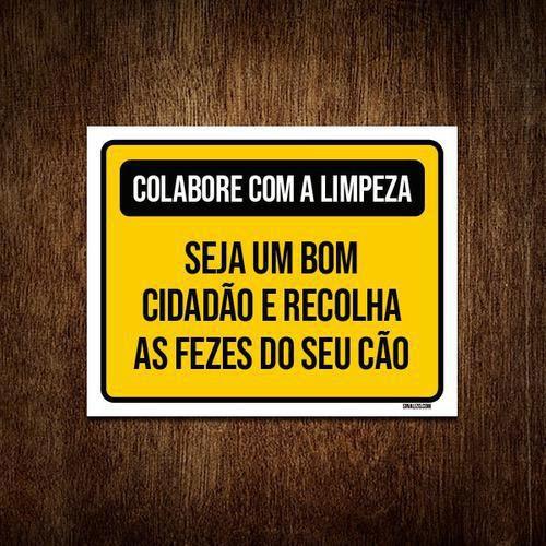 Imagem de Placa Colabora Com Limpeza Recolha Fezes Cão 27X35