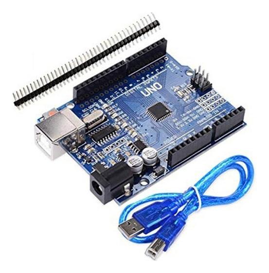 Imagem de Placa Compatível Arduíno Uno R3 Atmega328 + Cabo Usb Com Nf