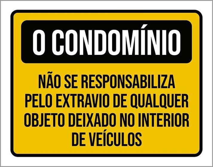 Imagem de Placa Condomínio Não Responsabiliza Extravio Objetos 18X23