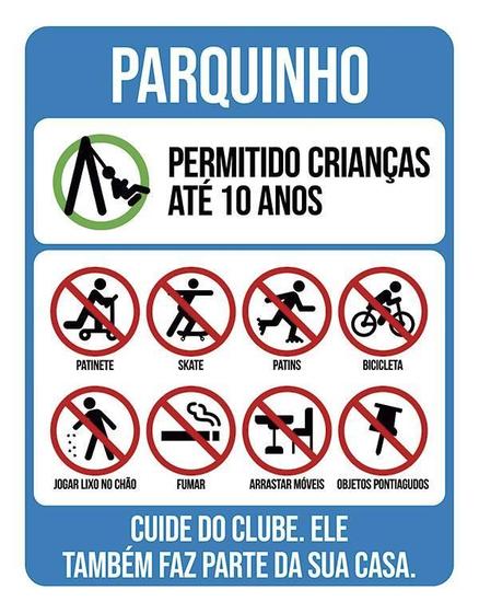 Imagem de Placa Condomínio Parquinho Cuide Do Clube 27X35