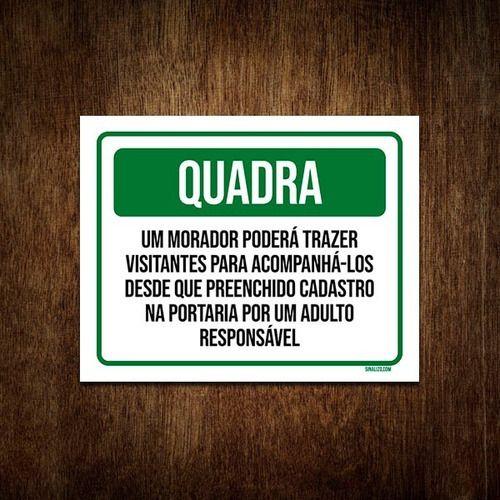 Imagem de Placa Condomínio Quadra Regra De Visitas 18x23