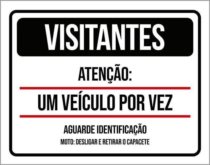 Imagem de Placa Condomínio Visitantes Um Veículo Por Vez 18X23