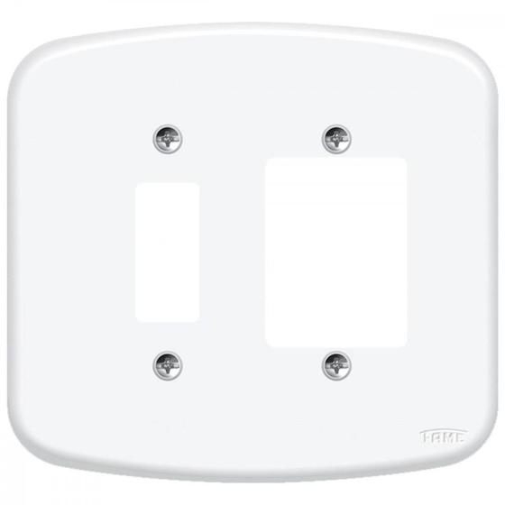 Imagem de Placa Conjunto Fame Blanc 4X4 F-12 - 1 Interruptor Vertical + 2 Interruptores Horizontais - 945