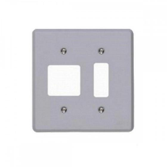 Imagem de Placa Conjunto Ilumi Cinza 4X4 - 1 Interruptor Vertical + 2 Interruptores Horizontais . / Kit C/ 10 Peças