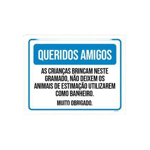 Imagem de Placa Crianças Brincam No Gramado Não Deixe Animais 36X46