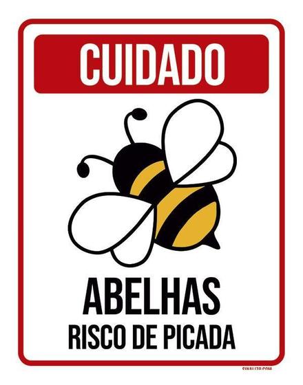 Imagem de Placa Cuidado - Abelhas Risco De Picada 36X46