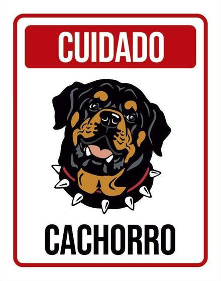 Imagem de Placa Cuidado Cachorro Rottweiler 2 18X23