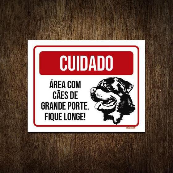 Imagem de Placa Cuidado Cão Área Cães Grande Porte Fique Longe 36X46