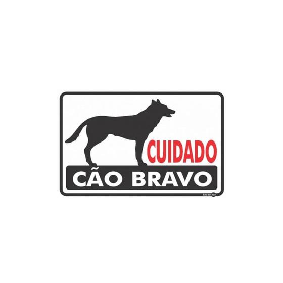 Imagem de Placa Cuidado Cão Bravo 30 x 20 Cm PS24 Encartale