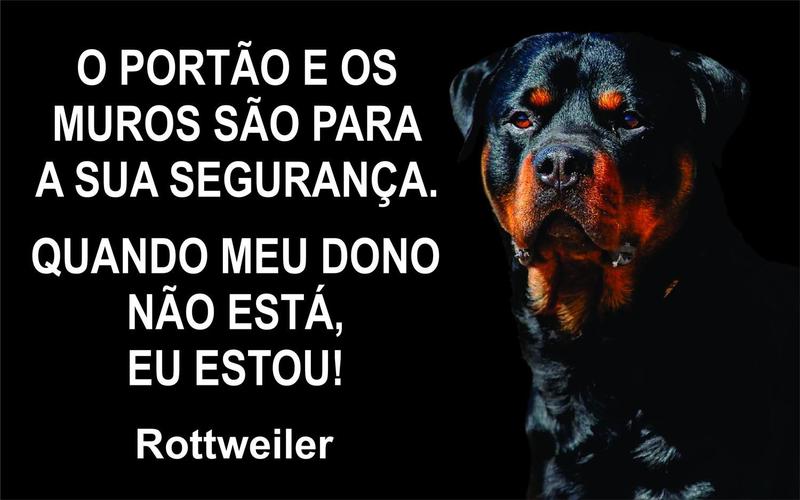 Imagem de Placa Cuidado Cão Bravo Rottwailer 40x24 fundo preto Altopadrão