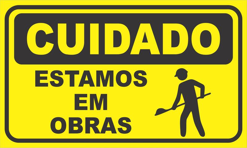 Placa Cuidado Estamos Em Obras - 1 Unidade - Ripublic - Placa de ...