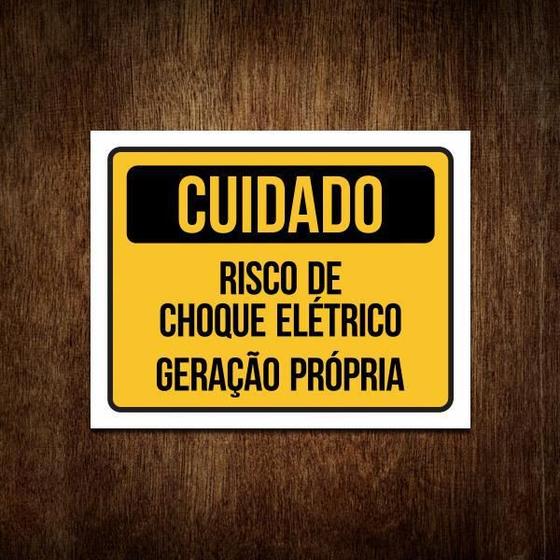 Imagem de Placa Cuidado Geração Própria Risco De Choque Elétrico 27X35