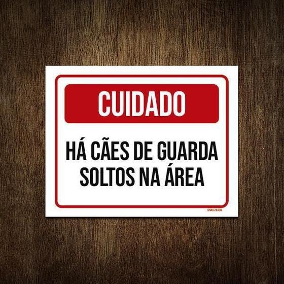 Imagem de Placa Cuidado Há Cães De Guarda Soltos Na Área 27X35