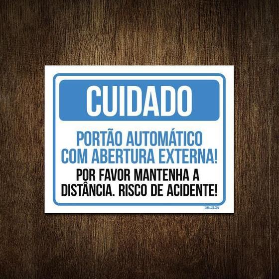 Imagem de Placa Cuidado Portão Automático Abertura Externa 27X35