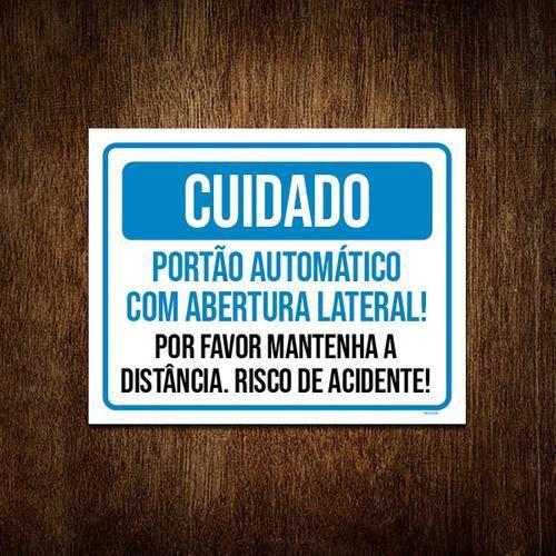 Imagem de Placa Cuidado Portão Automático Abertura Lateral 18X23