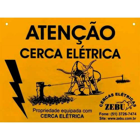 Imagem de Placa de atenção Cuidado Cerca Elétrica ZEBU