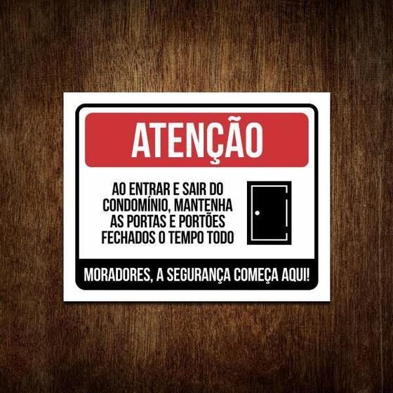 Imagem de Placa De Atenção Mantenha A Porta Fechada - Condomínio